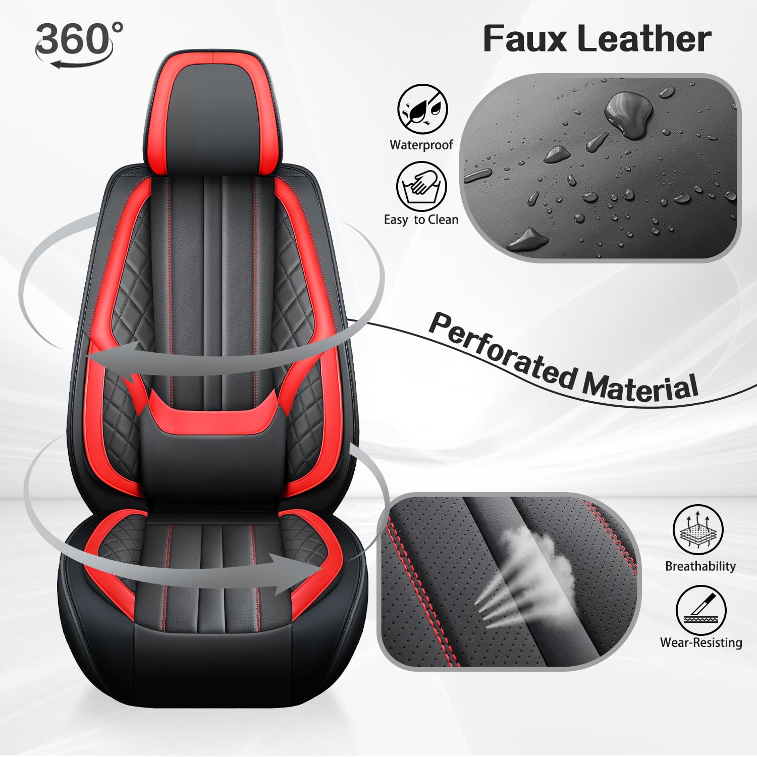 Car Seat Covers for Hyundai Venue 2020-2024 2025 Premium Waterproof Nappa Leather Seat Covers Full Set Breathable Comfortable — view 6