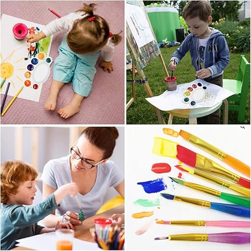 Miniatura 7 de Juego de 34 vasos de pintura antiderrames, incluye tazas de pintura con tapas, bandeja de paleta de varios tamaños, juego de pinceles para