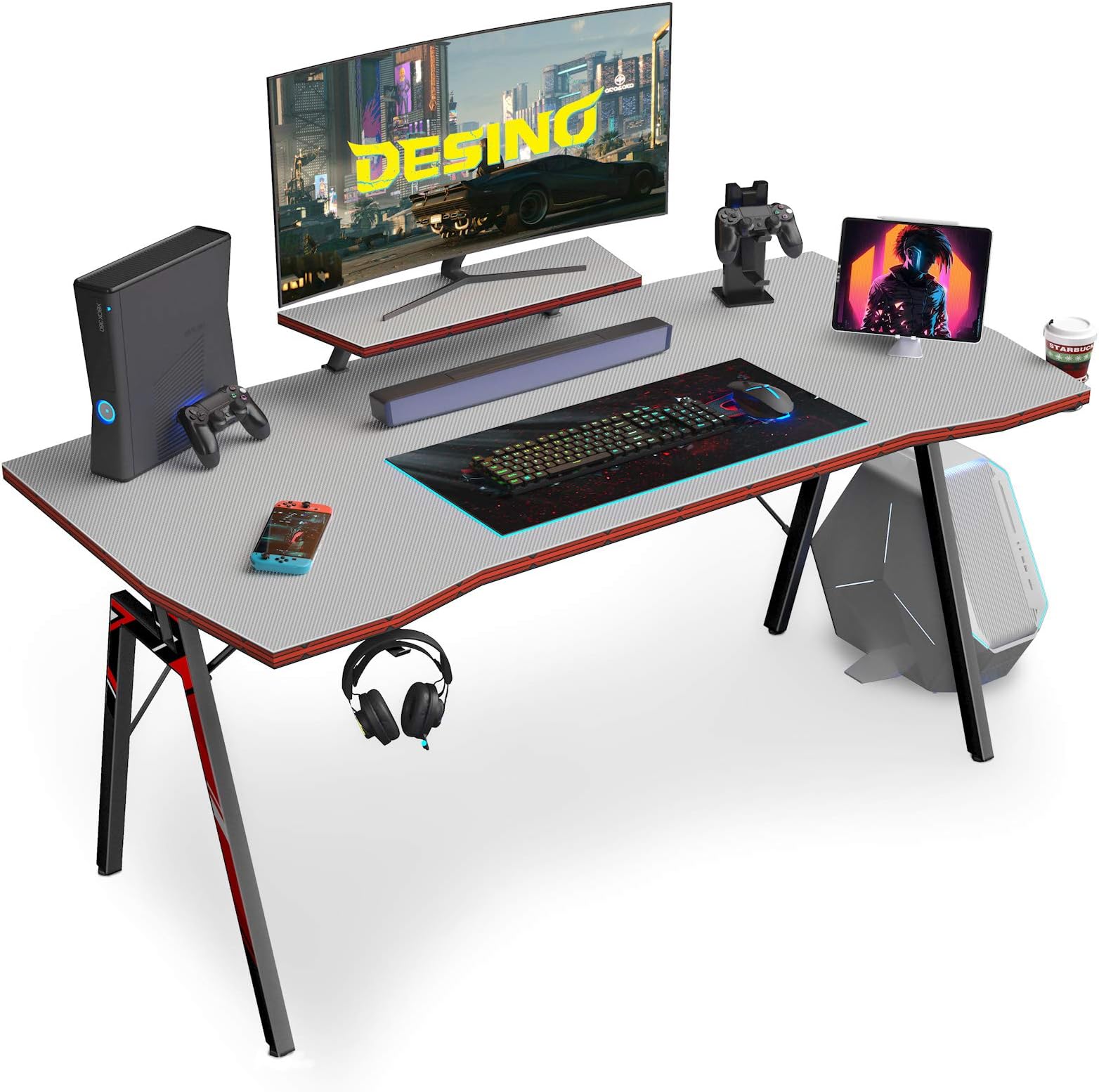DESINO Gaming Desk 47 inch PC Computer Desk, Home Office Desk Table Gamer