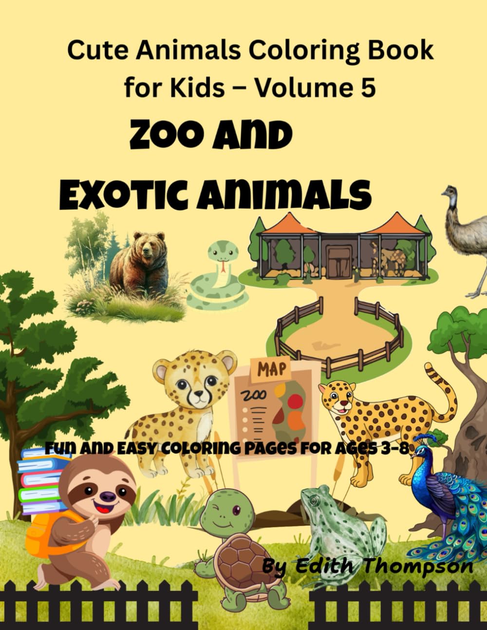 Cute Animals Coloring Book for Kids: Zoo and Exotic Animals