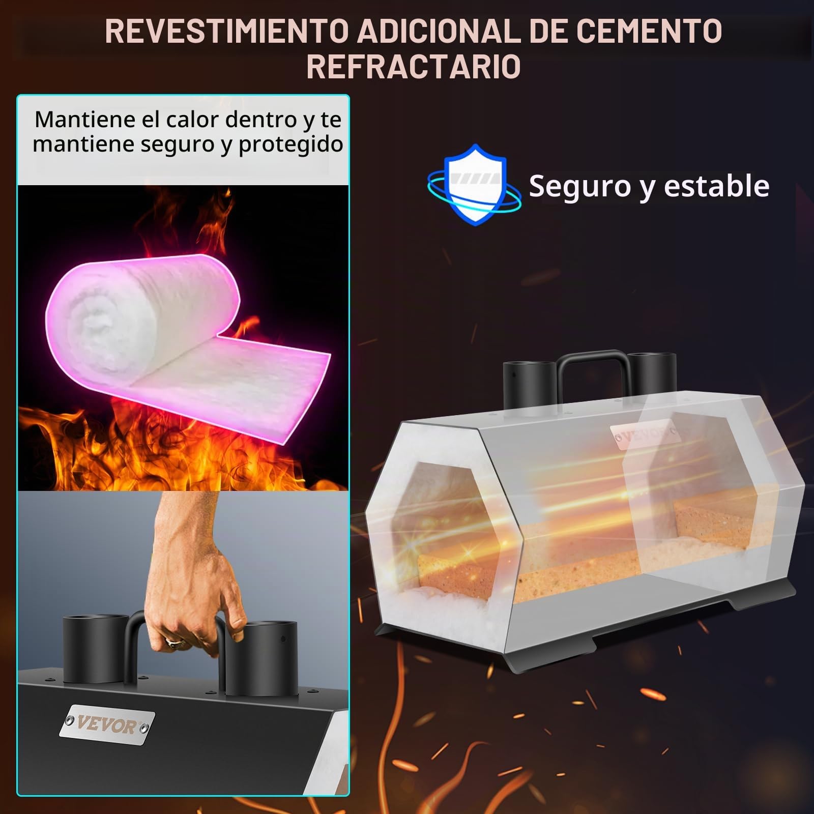 VEVOR Horno de Forja de Gas Propano Con 2 Quemadores - Fusión Max 1427 ℃ - Eficiente y Económico Para Fabricación de Cuchillos y Metales - Ideal Para Herreros