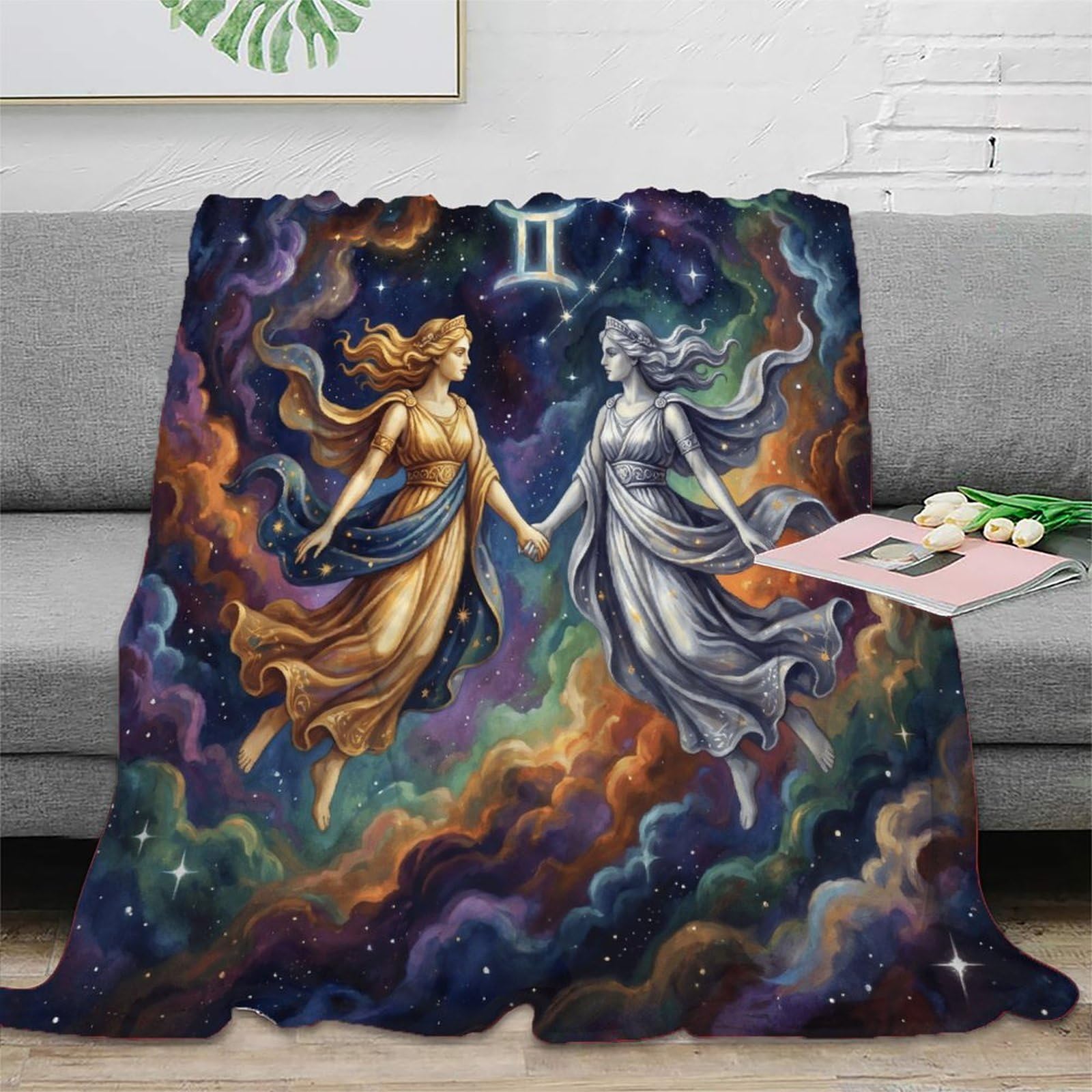 W7C8U2X3 Gemini Zodiac Nebula for for Flannel Throw Blanket, Office Nap Use