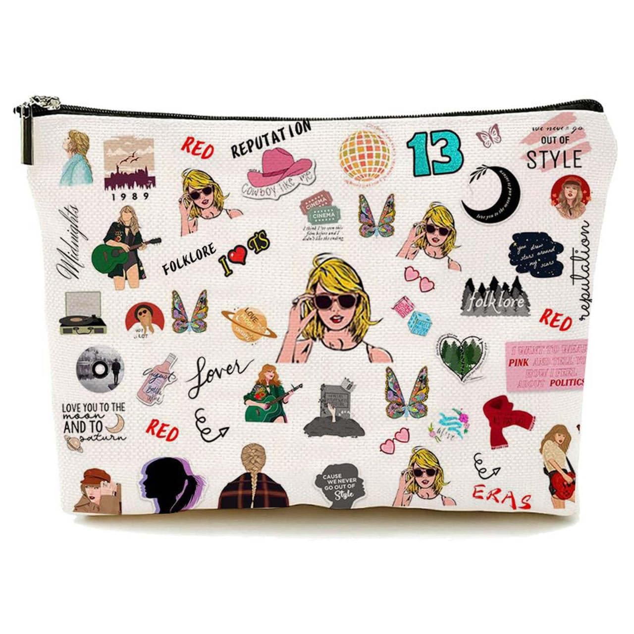 Singer Makeup Bag for TS Fans, The Eras Concert Cosmetics Bag, Tour Outfit Inspired Merch, Gifts,Accessories For Fans, TS Music Lover Makeup Pouch Toiletry Bag Christmas Gifts, Mixed-color, Cosmetics