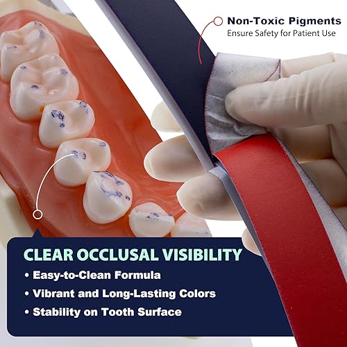 Miniatura 6 de 1000 papeles articulados gruesos de grado dental rojo/azul de VASTMED Papel articulado de mordida de micrón y película de doble cara para ajustes