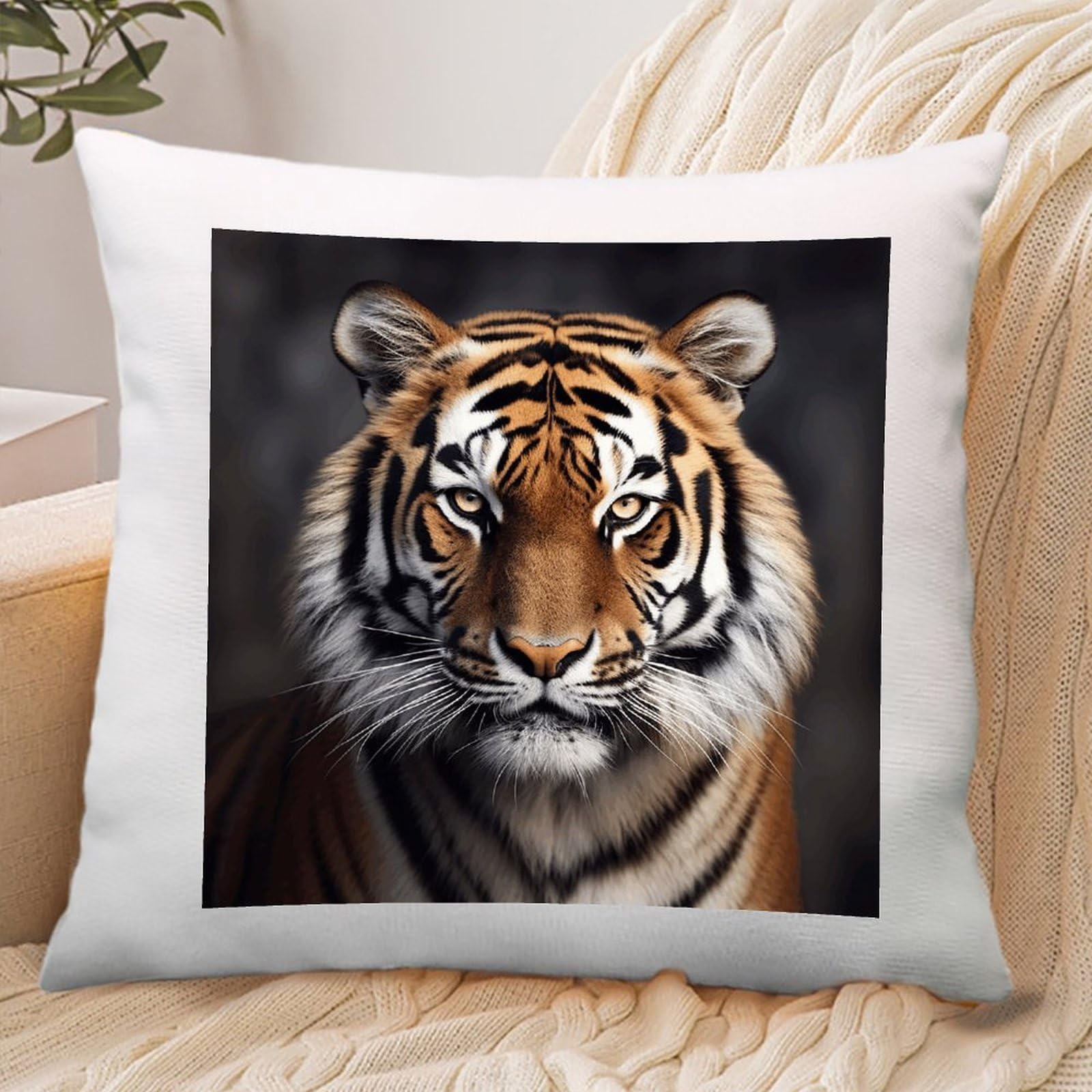 VstaDank Tiger Throw Pillow Covers Square Cushion Cases with Zipper Soft Cotton and Linen Pillowcase Luxury Cozy Pillows Shams Lumbar Pillow Shells for All Seasons