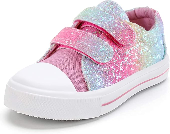 K KomForme Toddler Boys & Girls Shoes Kids Canvas Sneakers with Cartoon Dual Hook and Loops