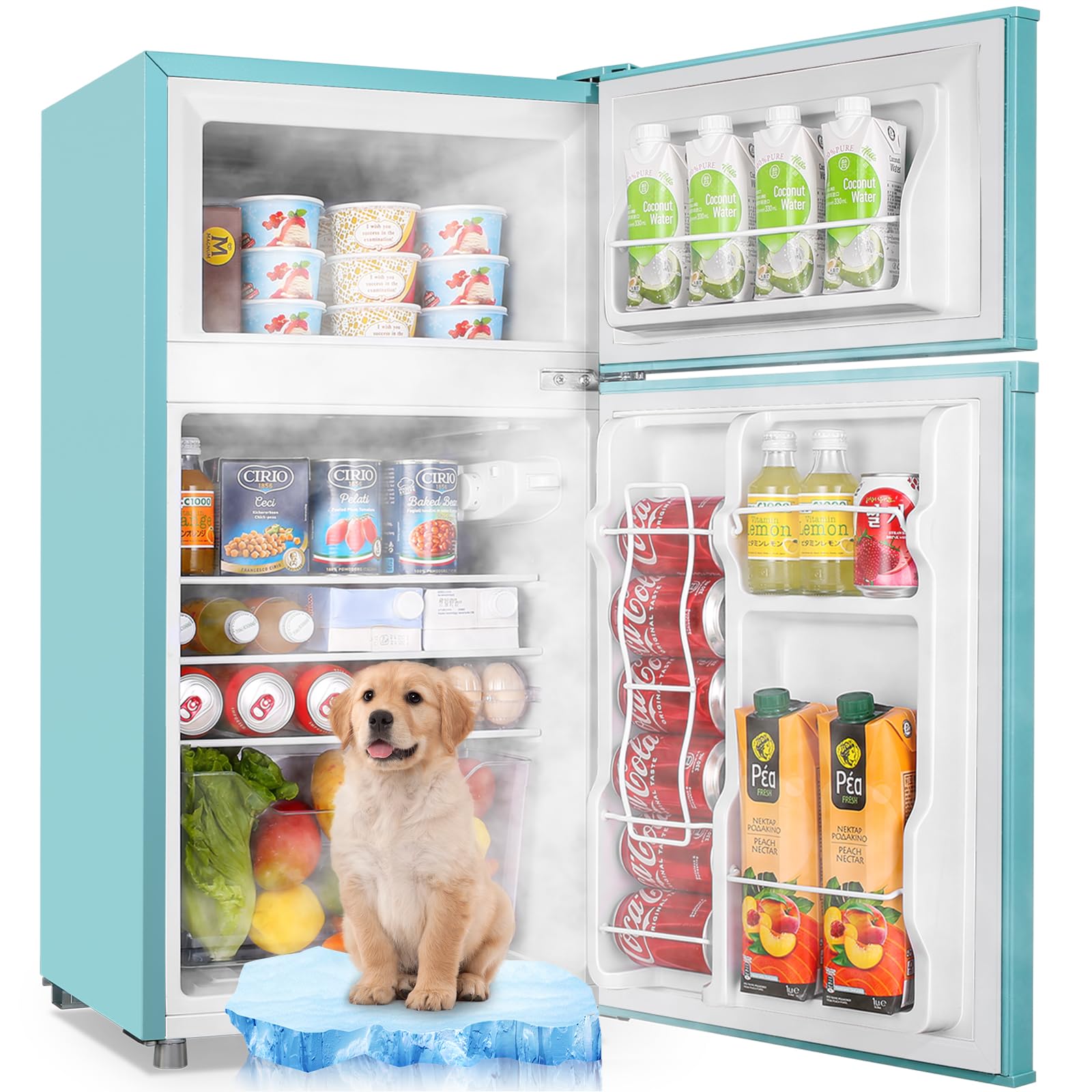 WANAI 3.5 Cu.Ft Mini Fridge With Freezer Compact Refrigerator With Freezer,7 Level Adjustable Thermostat Removable Shelves Small Refrigerator For Office Dorm Apartment Blue on Fridge.com - View 1