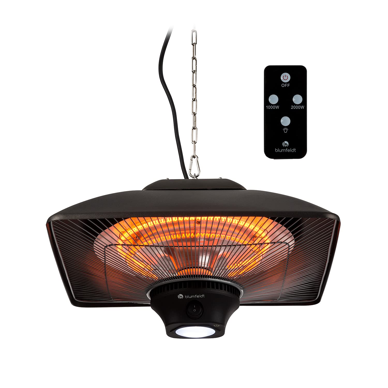 Blumfeldt Heat Square Infrared Patio Heater with Remote Control - Outdoor  Heater, Electric Patio Heater, Variable 1000-2000 Watts, IR ComfortHeat  Technology, LED, Ceiling Assembly, Black - Buy Online - 83760289