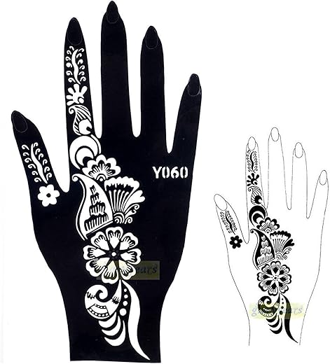 Ivana’s Heena Stencils Mehandi Sticker for Hand | Body | Fingure | Face for Women, Girls and Kids, Pack of 2 Pcs, NIV-335