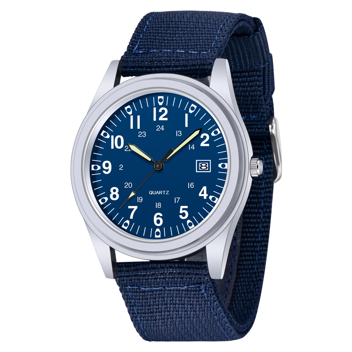 Tiong Klassische Militär Outdoor-Sport Herrenuhr, Nylon-Armband, tägliche wasserdichte, Quarzuhren mit Datum