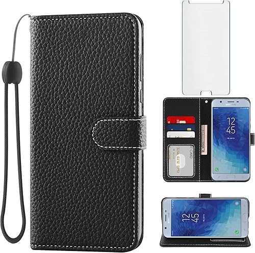 Asuwish Funda de teléfono para Samsung Galaxy J7 Star J 7 Crown 7J Refine 2018 J7V V 2 generación con protector de pantalla y funda de cartera,