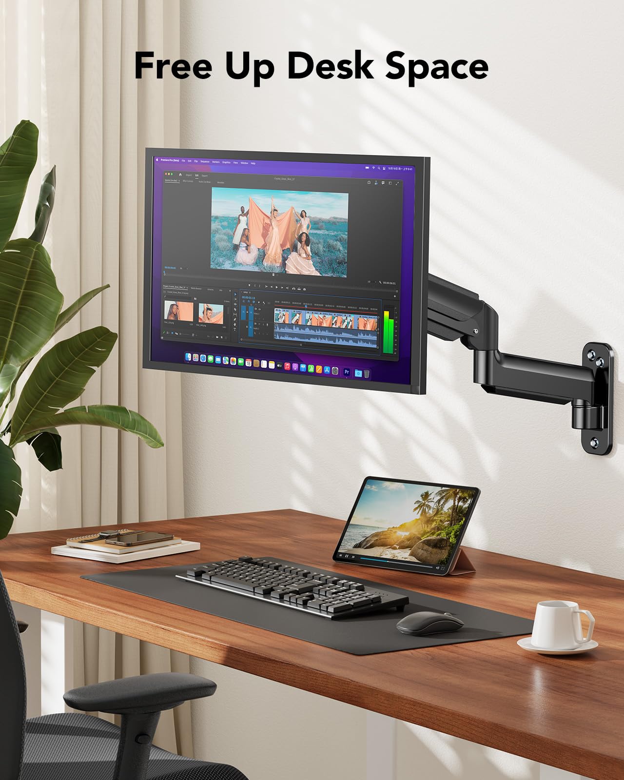 HUANUO Supporto da Parete per Schermi Ultra-Large da 24"-35", Supporto per Schermo PC da Parete a Movimento Completo, Supporto da Parete per Monitor, VESA 75/100/200mm, Capacità di Carico