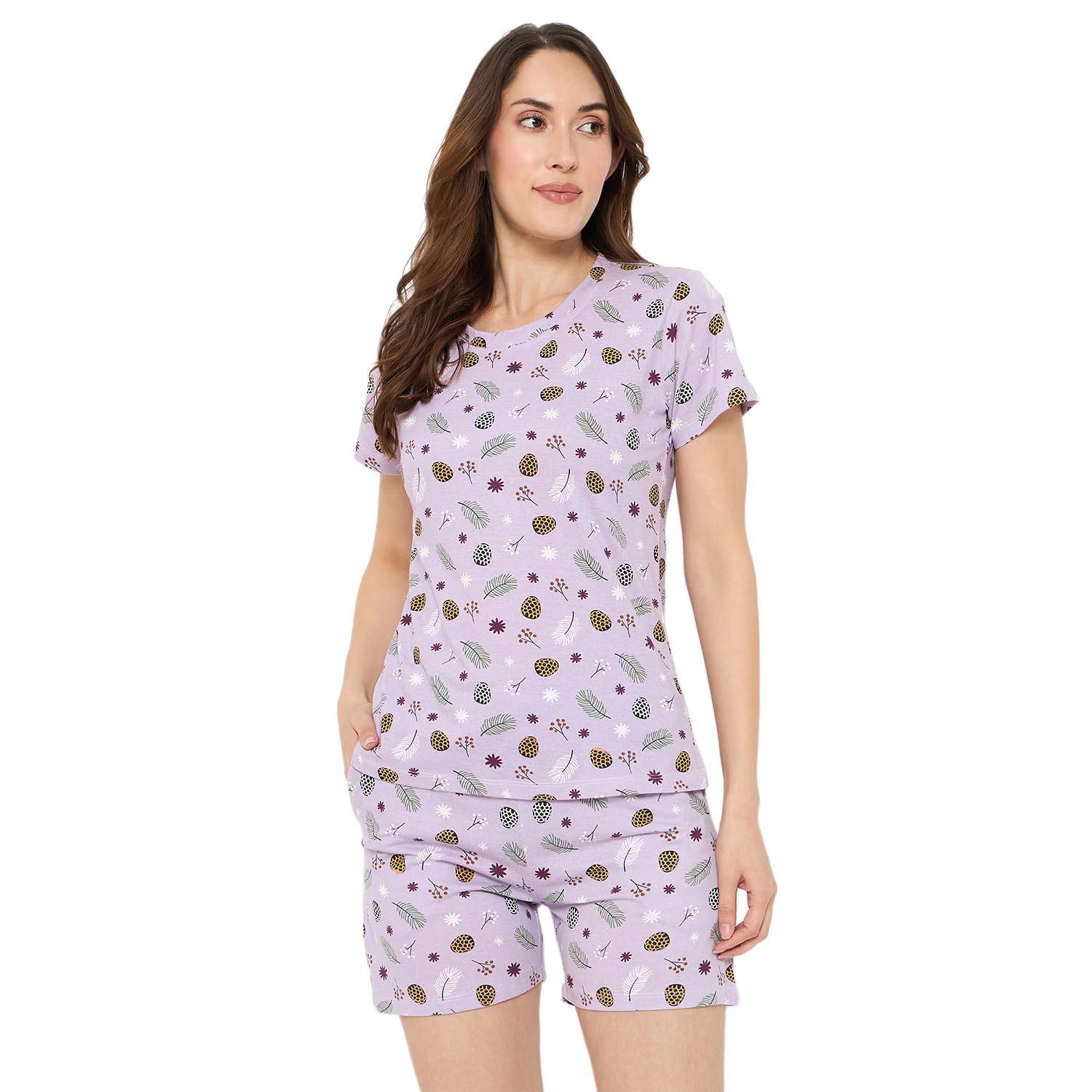 camey Night Suit Set for Women | Printed Cotton Top & Shorts Set for Women-picture-19
