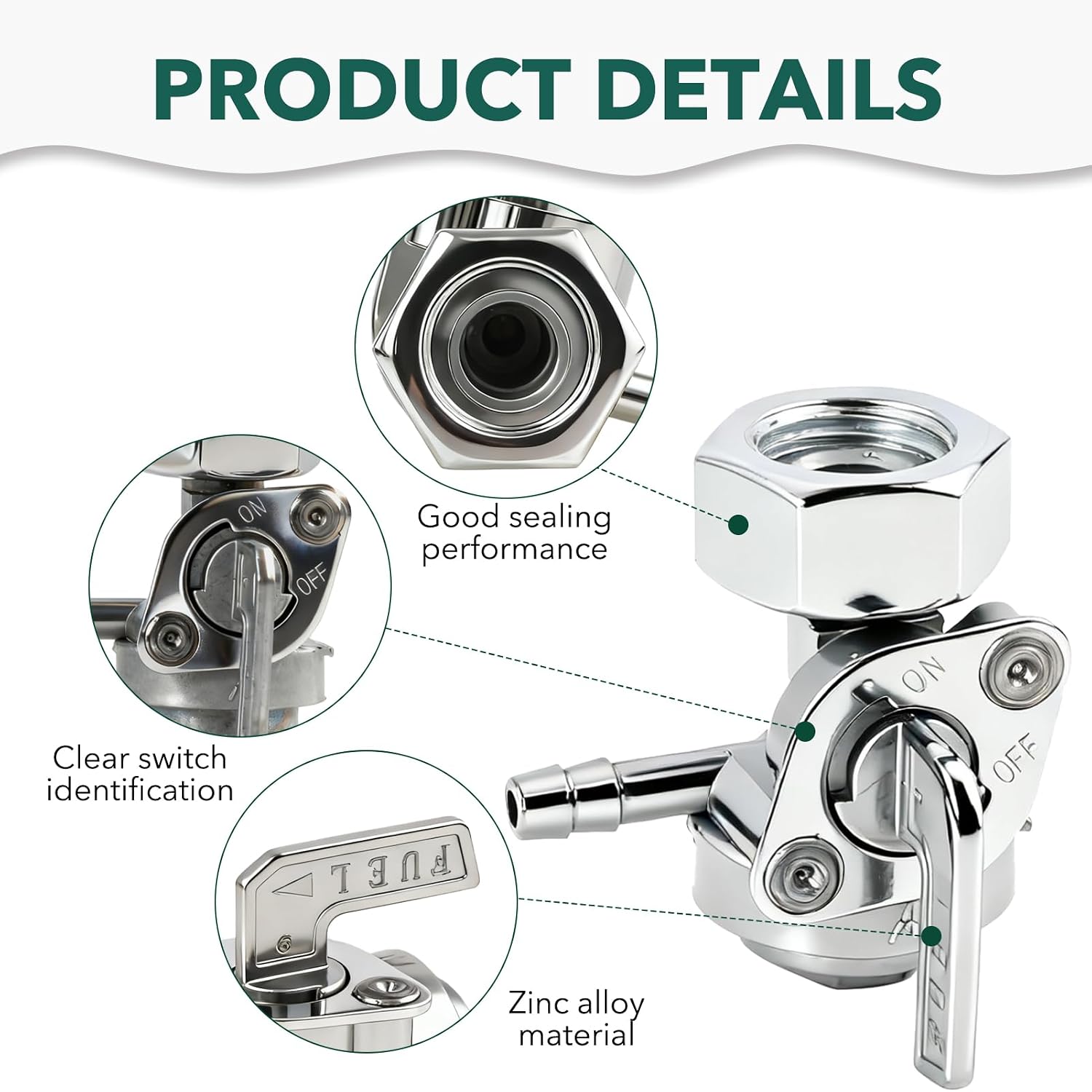 M16x1.5mm Fuel Shut Off Valve, Universal Generator Petcock Compatible with Predator 4000 6500 DuroMax Powermate Generac 0J0974, Gas Tank Switch Valve for Small Engine Repair and Maintenance