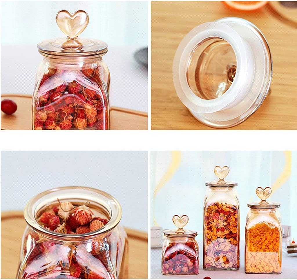 Kitchen jars for counter Square Glass Sealed Jar Set Of 2 Food Storage Jar Container With Clear Lid Kitchen Organization Canisters For Kimchi Coffee，660ml X2