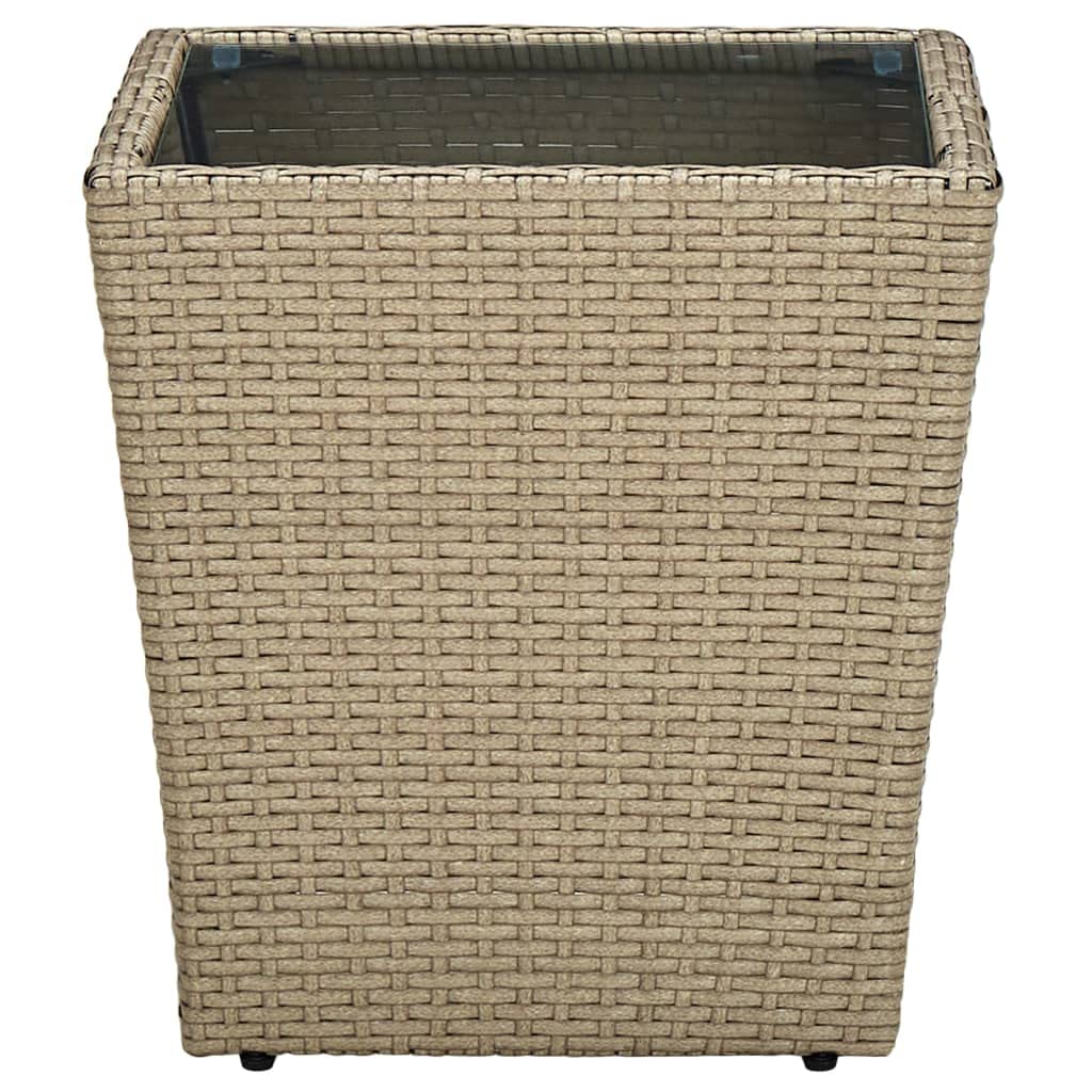 vidaXL Mesa de Centro Auxiliar Consola Mesita Salón Lateral Té Café Sofá Hogar Sala de Estar Mobiliario Muebles de Ratán PE Vidrio Templado Beige