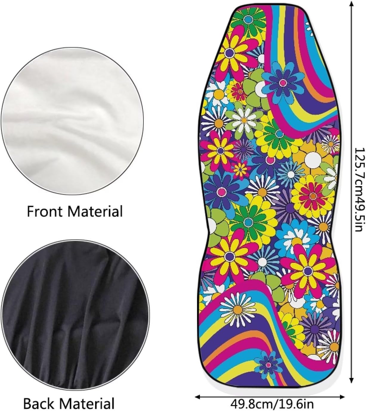 Hippie Flower Car Seat Covers for Front Seat Breathable Car Seat Cover Protection Interior Accessories Easy to Install and Clean Universal for Cars SUV