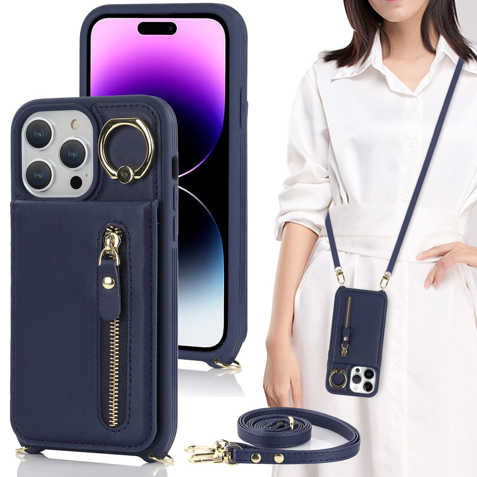 L'arcobaleno ショルダーストラップ付iPhoneケース 14pro 68157-69-