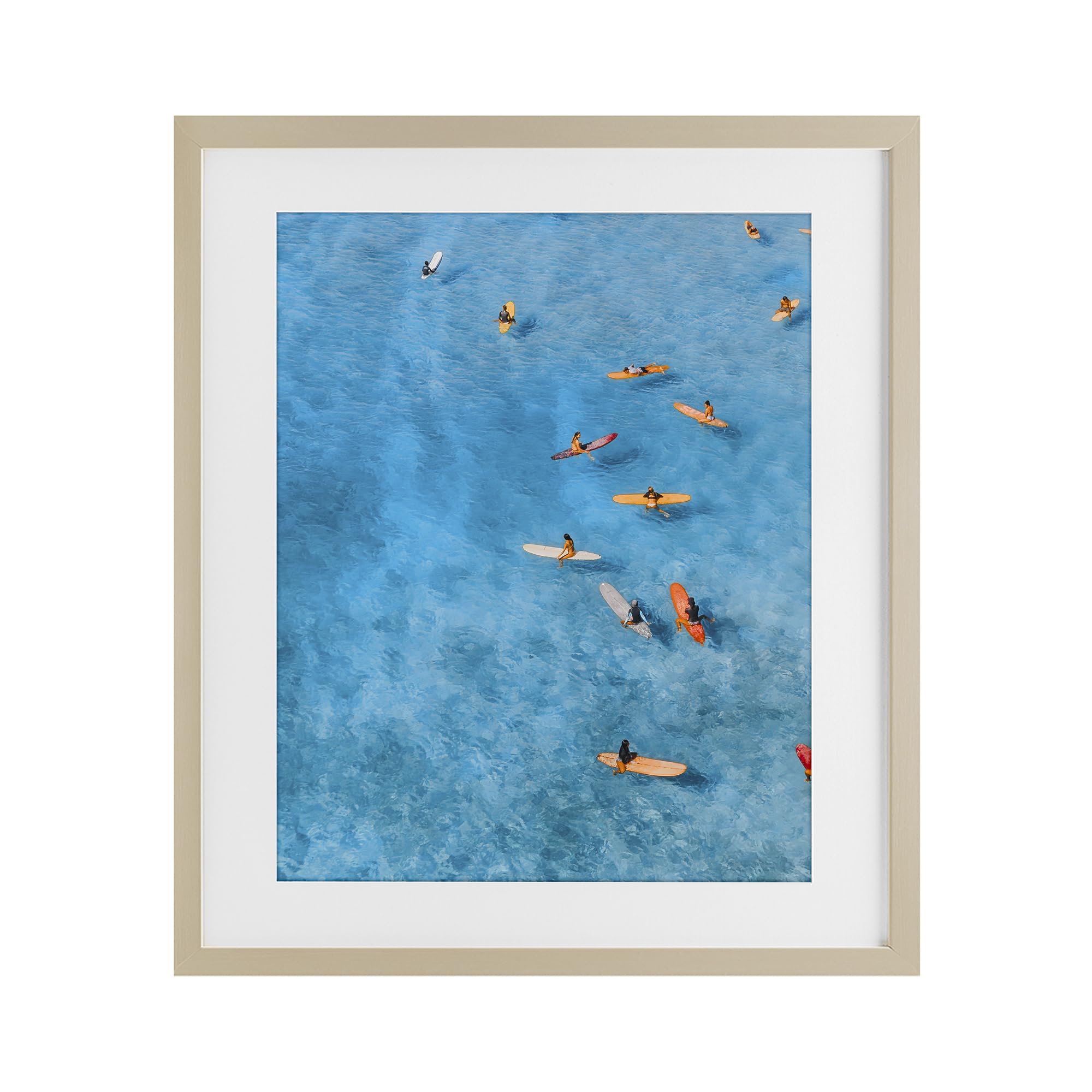 Stupell Industries Harvest Pine (Textured) 'Leisurely Surfers On Sea'| Framed Print Under Glass