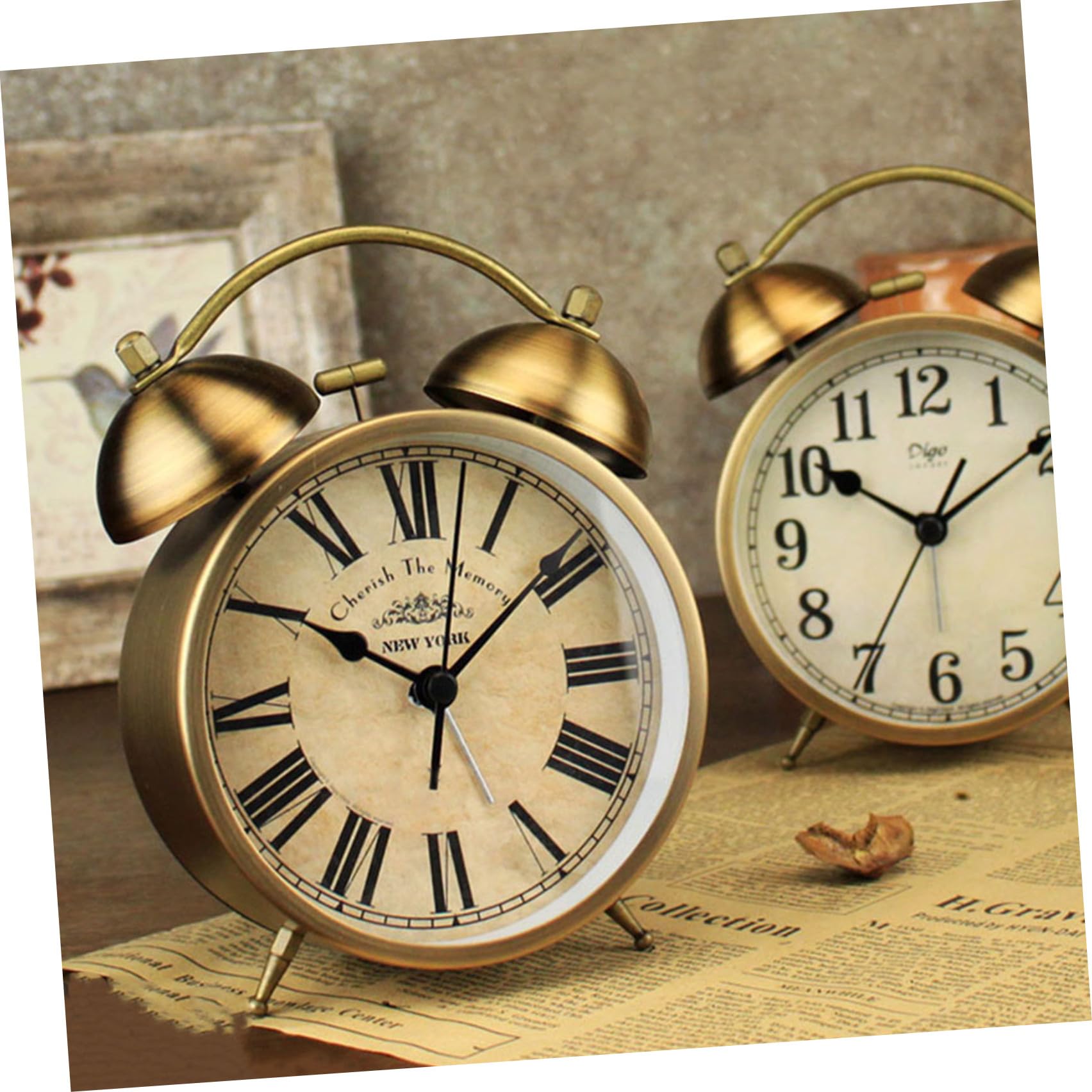 Didiseaon Reloj Despertador Redondo Retro Campana, Pequeño sin Pilas