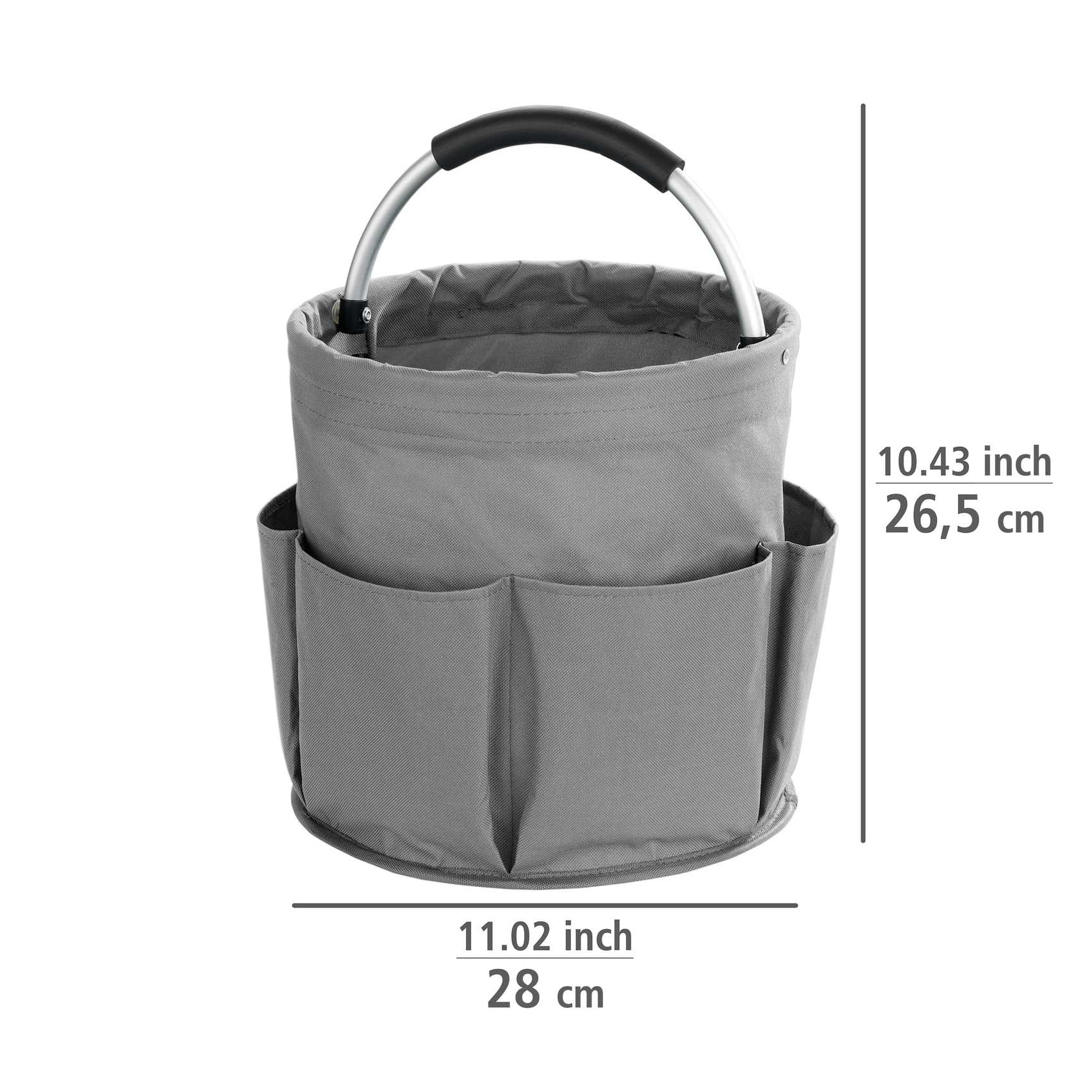 WENKO Organizer universale per la pulizia della casa e del giardino con 6 scomparti per elettrodomestici, attrezzi, utensili per la pulizia, Ø 28 x 26,5 cm, antracite