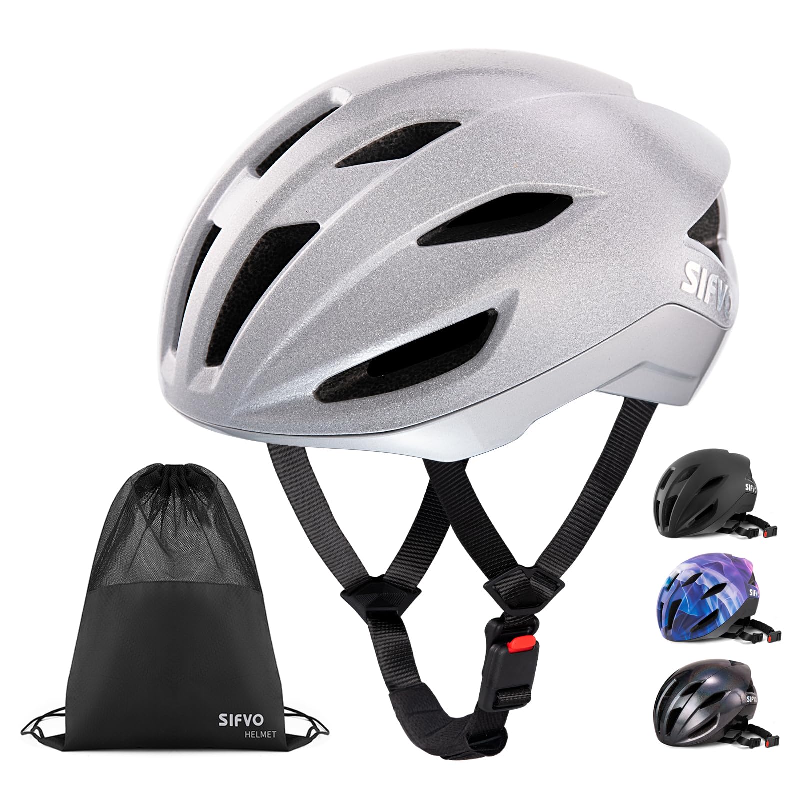 SIFVO Rennrad Helm, Fahrradhelm Erwachsene mit Magnetschnalle verstellbar 56-61cm, Leichter Helm Fahrrad für Herren und Damen Rennradhelm