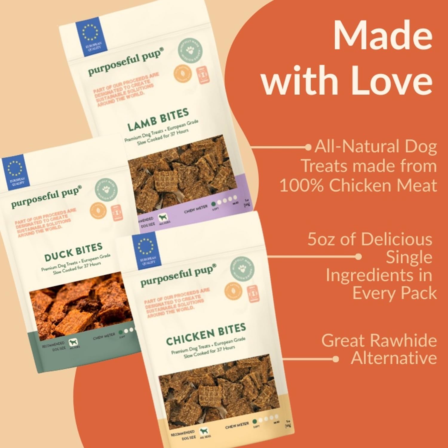Trio Sampler Dog Treats | 3 Pack – 5oz Each | All Natural, Single Ingredient, Grain-Free, High-Protein Chews for Dogs | Premium European Quality | Air-Dried, Healthy Training Reward - image 2