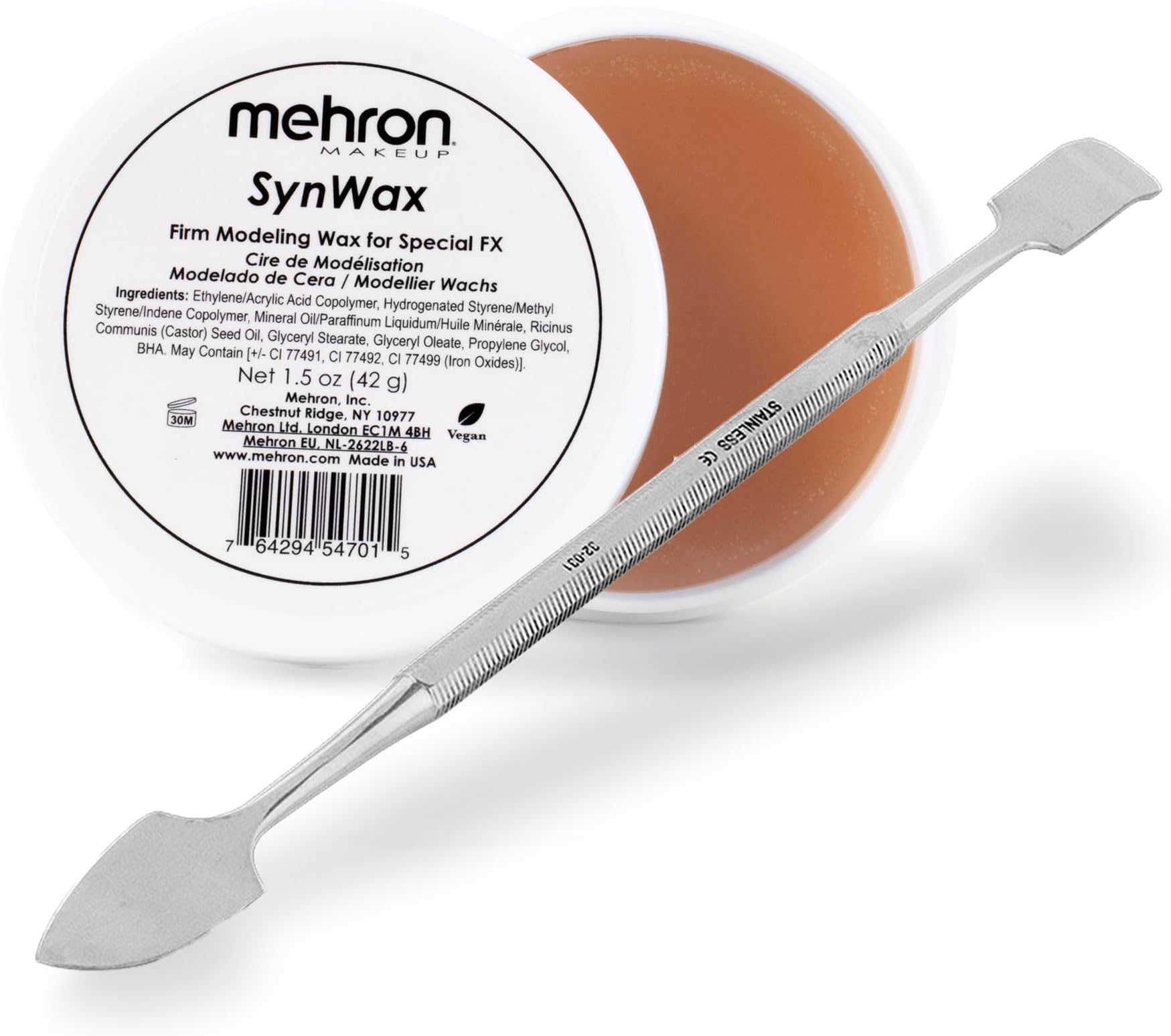 Mehron Makeup SynWax with Double Ended Spatula for Special Effects Costumes Zombies & Injuries, SFX Theatrical Makeup & Halloween - 1.5oz
