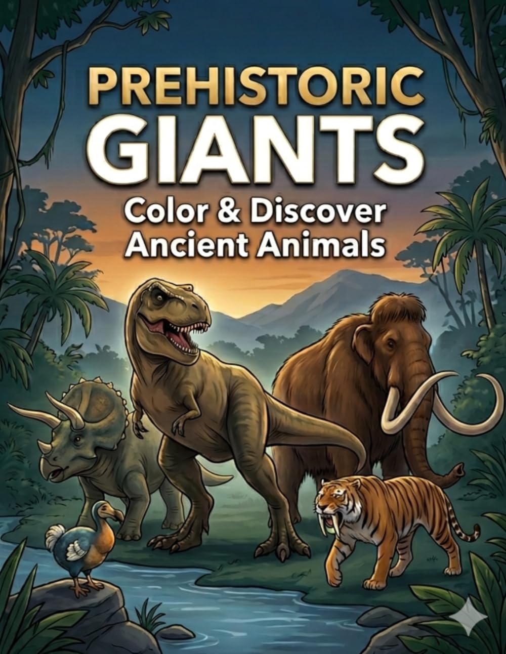 PREHISTORIC GIANTS: Extinct Animals Coloring Book for Kids Learn, Color & Discover Ancient Creatures