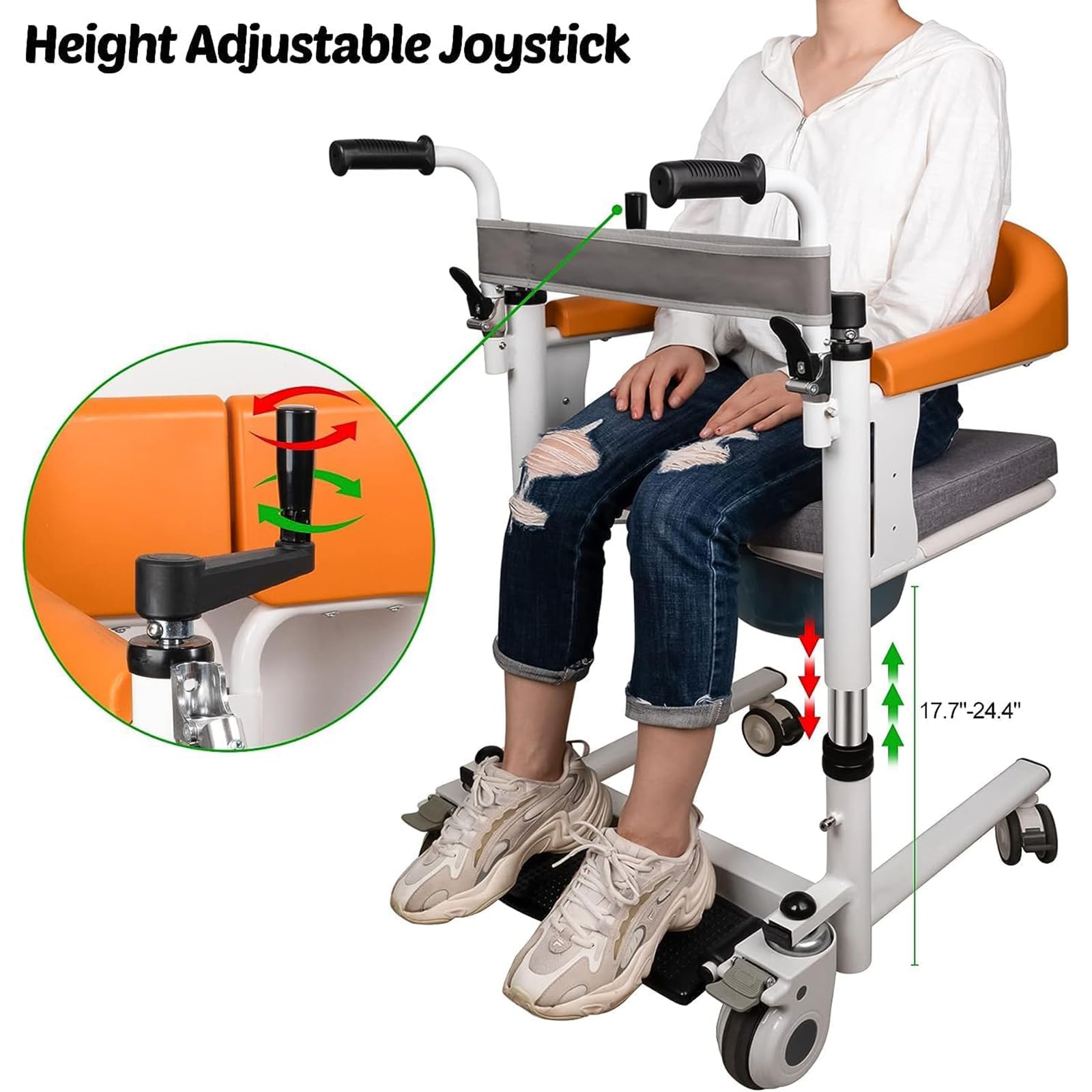 Sollevatore multifunzionale per disabili – apertura a 180°, sterzo a 360°, capacità di carico massima 200 kg, ideale per assistenza domiciliare, doccia, WC e trasporto