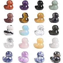 Justinstones 10pcs Random Material 30mm Gemstone Hand-Carved Healing Stone Duck Decor, Animal Spirit Totem Sculpture Figurines for Home, Office, Meditation, and Gift Collection