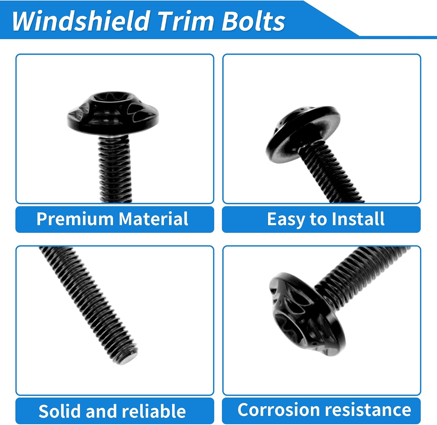 Windshield Bolts for Harley Davidson Street Glide/Street Glide Specials 2014-Up 3 Pcs Screws 3 Pcs Washers Titanium Alloy Black