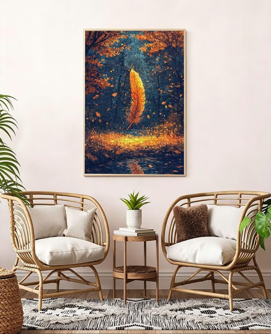 Puzzle 1000 Pezzi Piume Arancioni 3D Puzzle per Adulti Impegnativo, Educa Puzzles Artistico, Divertente E Stimolante Puzzles Decorativo per La Famiglia, Regalo e Decorazione Pareti BXHZW6-143
