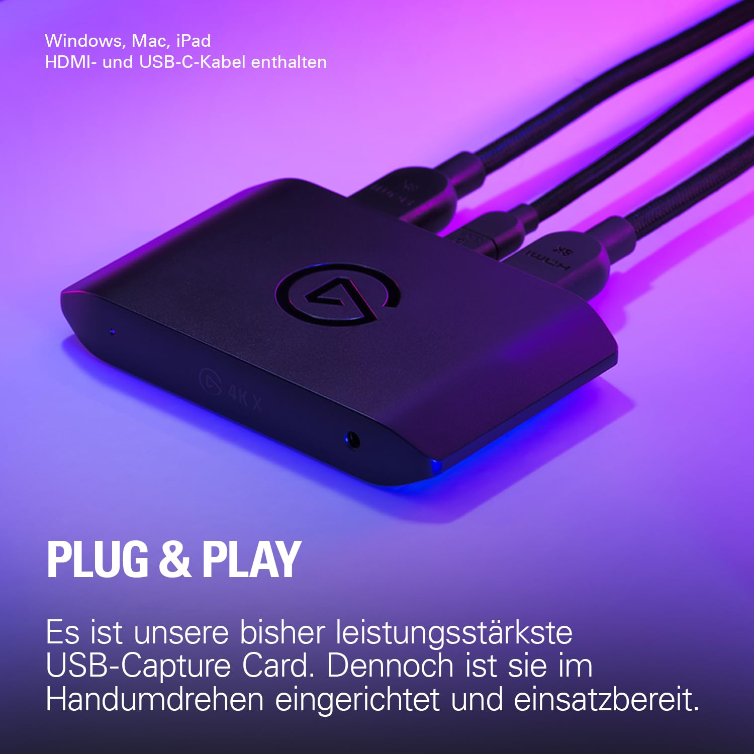 Elgato 4K X - Capture bis zu 4K144 mit Ultra-Low Latency, PS5/Pro, Xbox Series X|S, Nintendo Switch 2, OBS und vieles mehr, HDMI 2.1, VRR, HDR10, USB 3.2 Gen 2, für Streaming & Recording, PC|Mac|iPad
