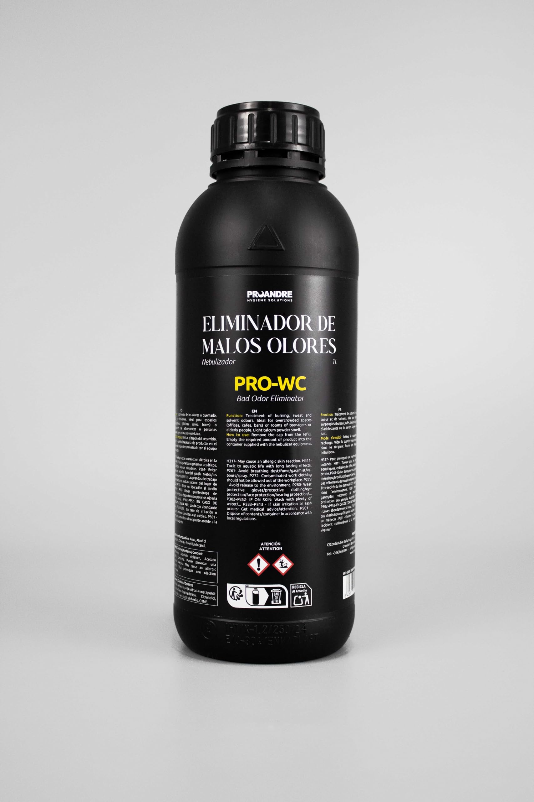 Eliminador de Olor 1L Especial Baños | Elimina Olores de Inodoros, Cañerías y Lavabos | Líquido para Nebulizador o Difusor | Pro-WC, Acción Rápida y Eficaz