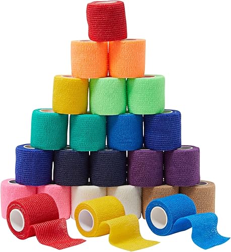 Miniatura 10 de Juvale 24 rollos de vendaje autoadhesivo de 2 pulgadas x 5 yardas, cinta transpirable para veterinaria, elástico cohesivo para muñeca, hinchazón,