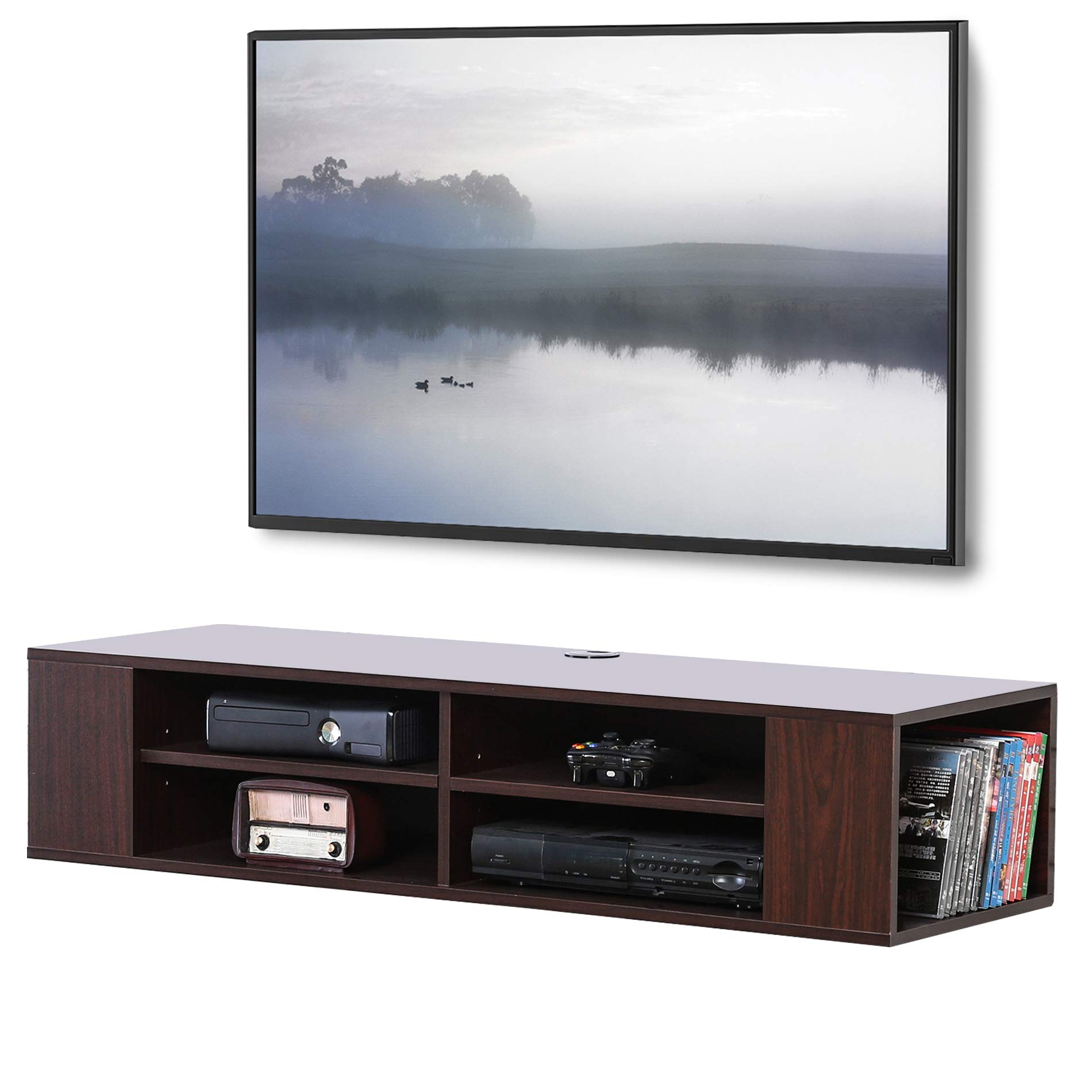 Buy Floating Media Console Wall ed TV Stand Shelf Component Electronics