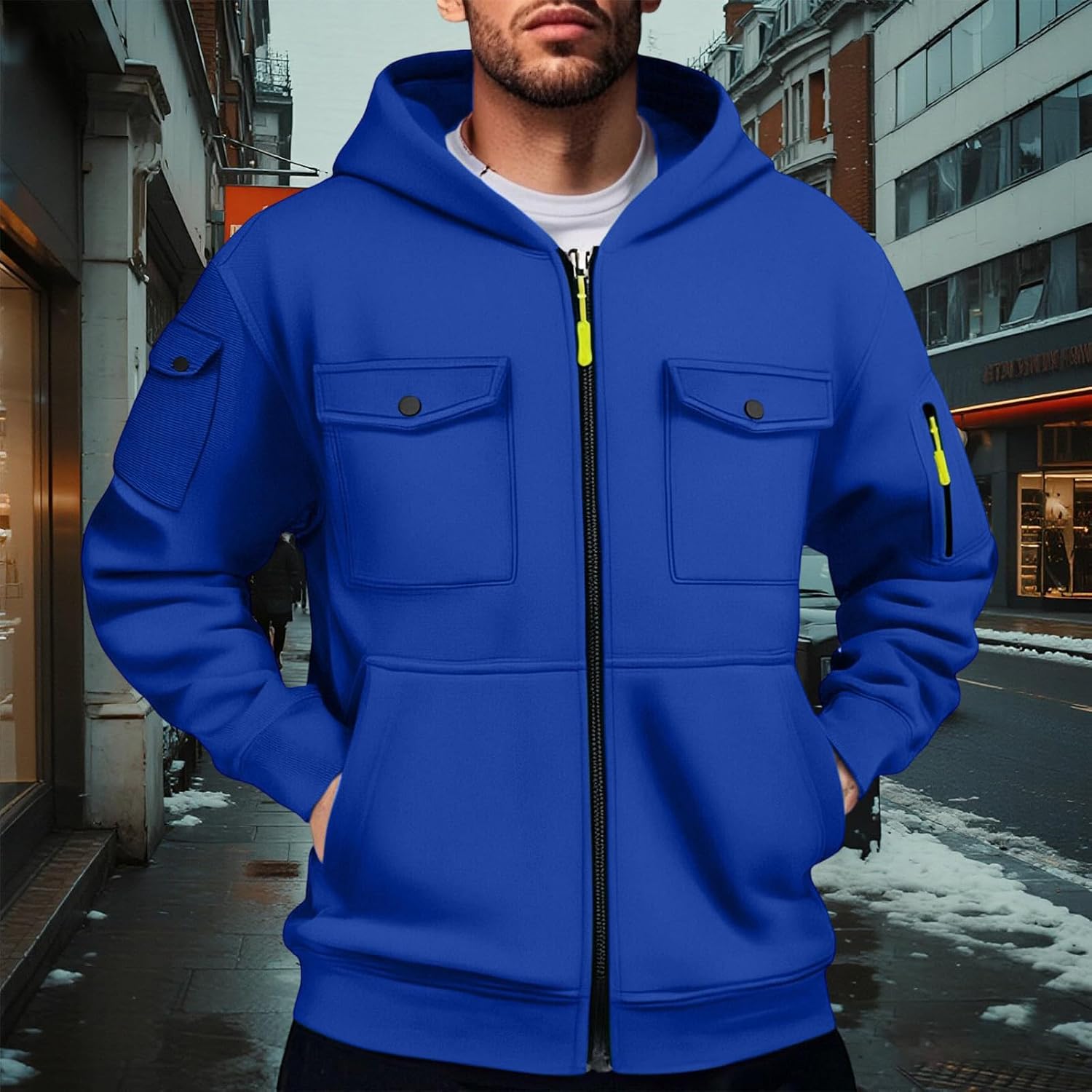 Cargo Hoodies For Men Zip Up Hooded Sweatshirt Athletic Jackets Lightweight Long Sleeve Jacket With Pockets, S-3XL