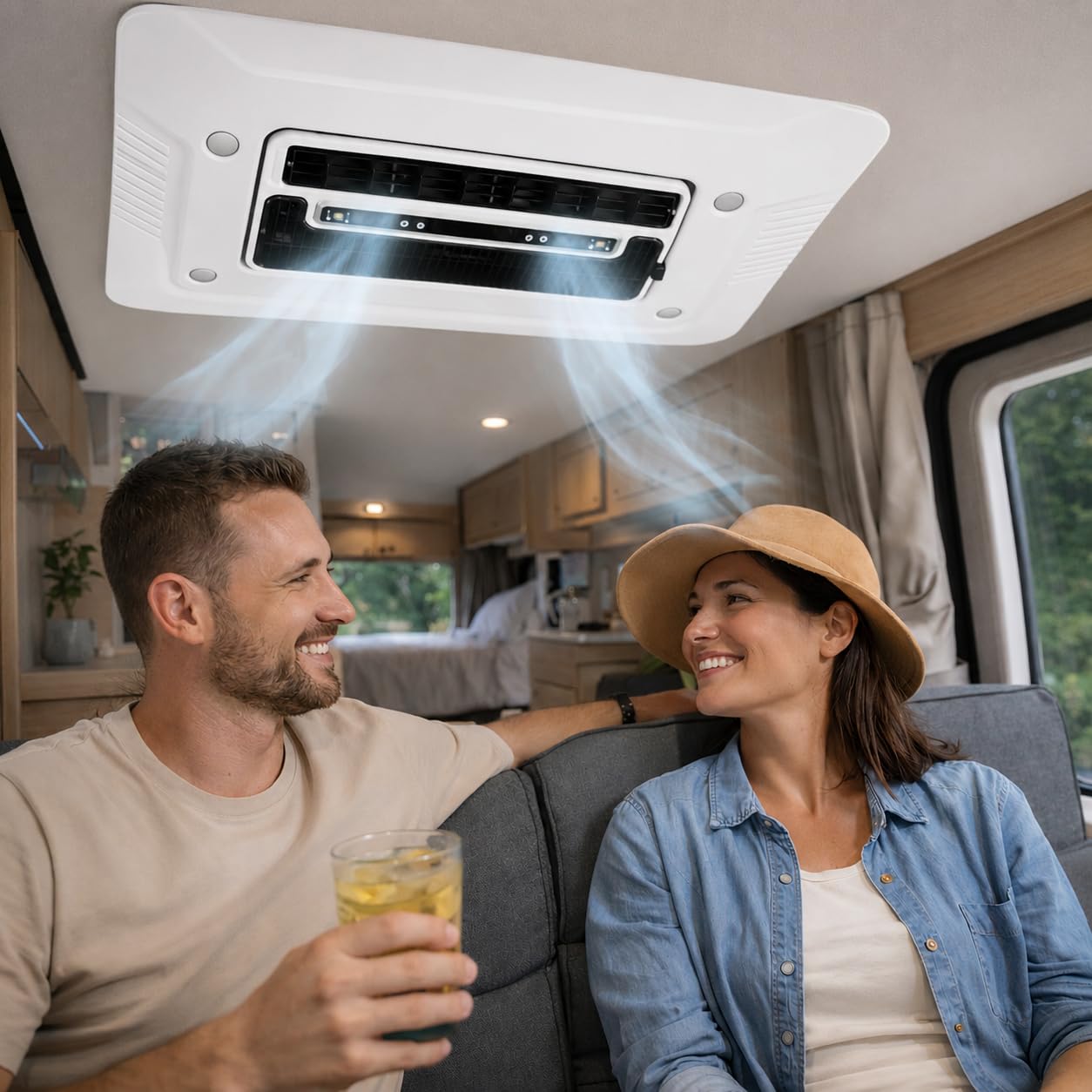 Climatizzatore da tetto, 24 V, per camion, camper, trattore, tosaerba, compressore elettrico da 24 V, per parcheggio, potente potenza di raffreddamento da 2400 W con telecomando e R134A