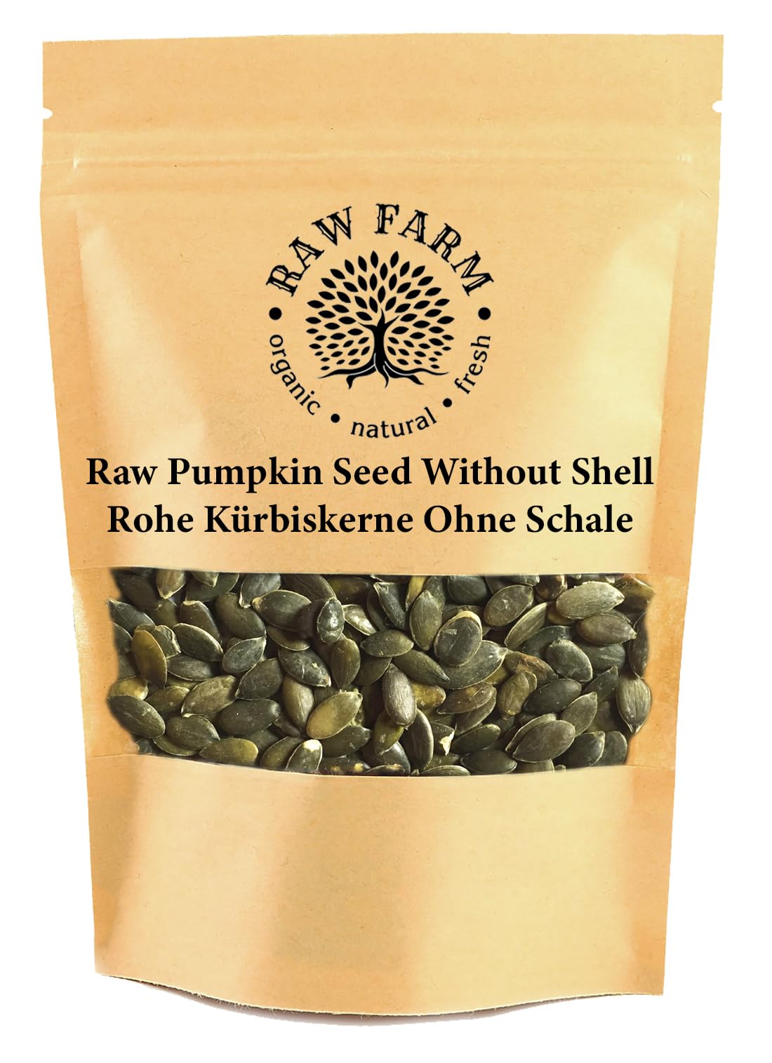 Raw Farm – Semillas de calabaza peladas – 500 g – variedad estiria – sin gluten – sin soja – origen UE