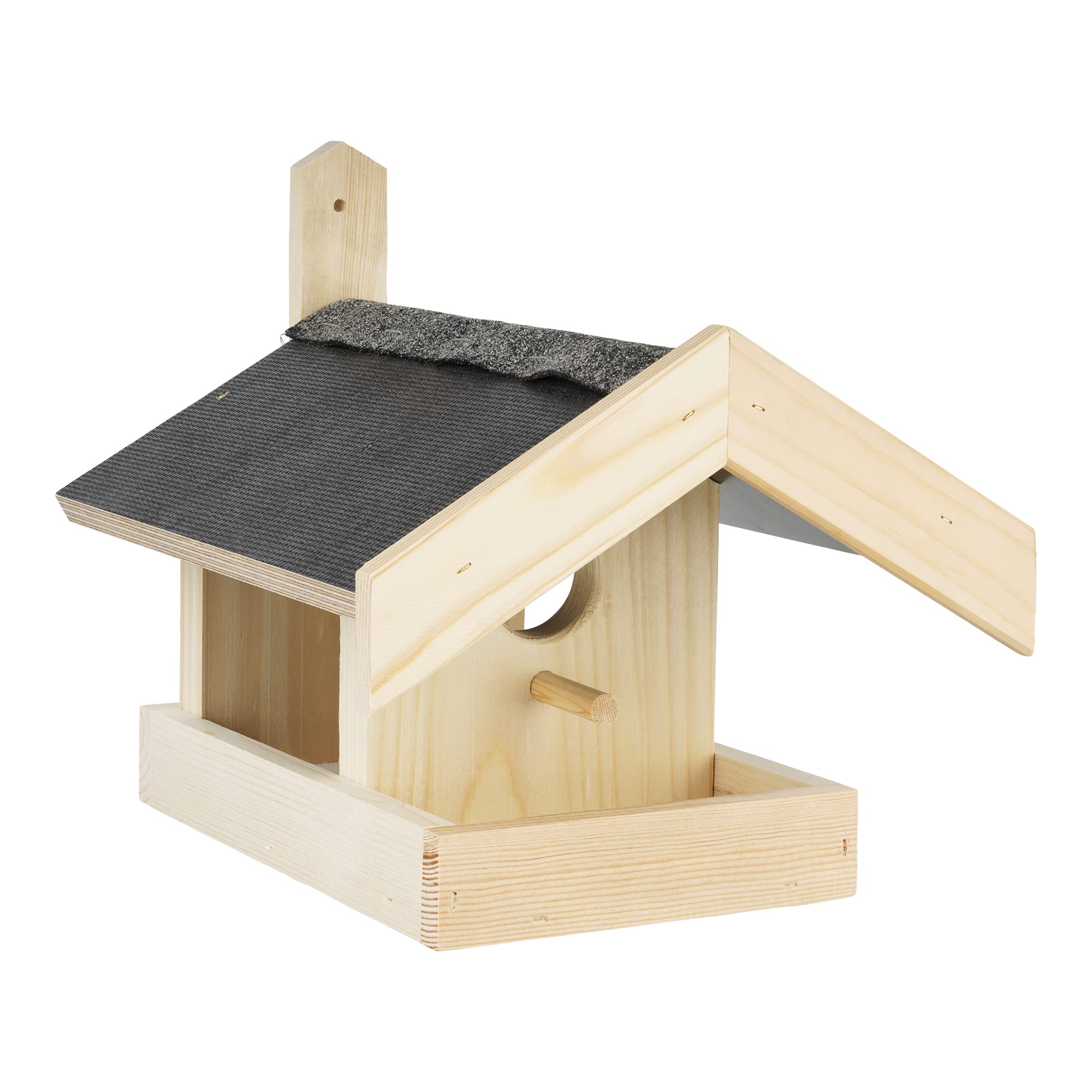 Vogelhaus für Vogelfutter mit Veranda für den Garten – „Made in Germany“ mit positivem sozialen Beitrag