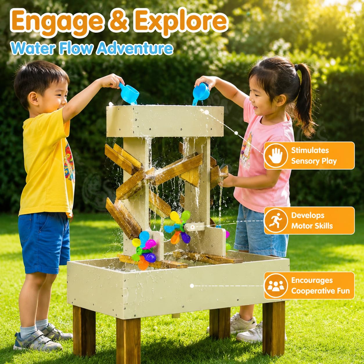 Kinder Sandspielzeug Set Sandkasten Spielset Strandspielzeug Lerneffekt Motorikförderung für Kleinkinder Spielen Lernen Frühförderung, Windmühlen-Wassertank