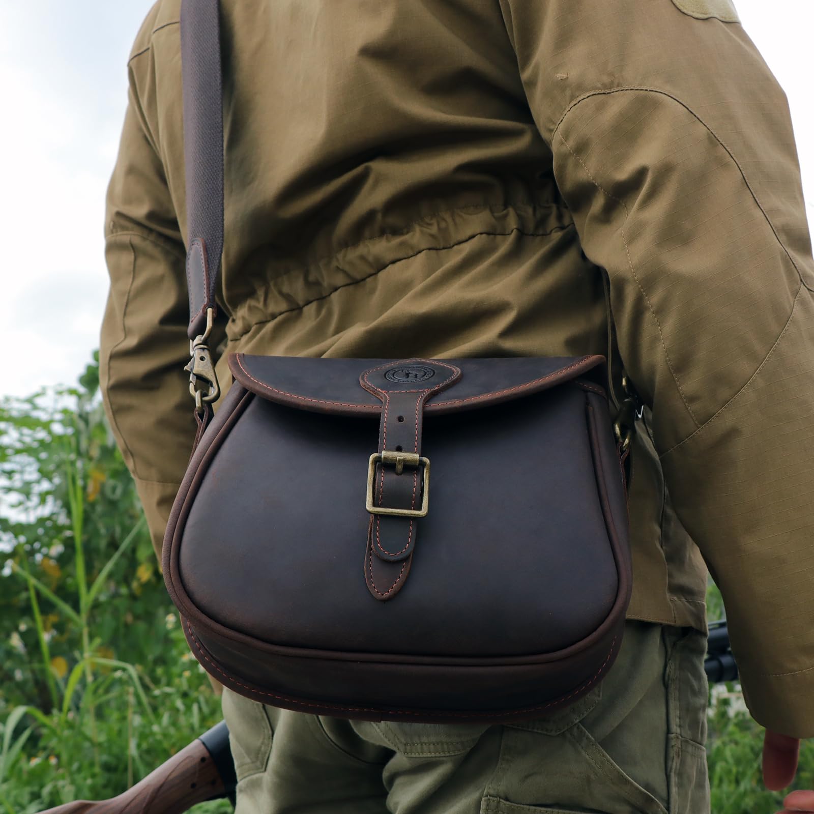 Tourbon Schrotflintenpatronentasche aus echtem Leder 12 GA 20 GA Munitionstasche 100 Patronen