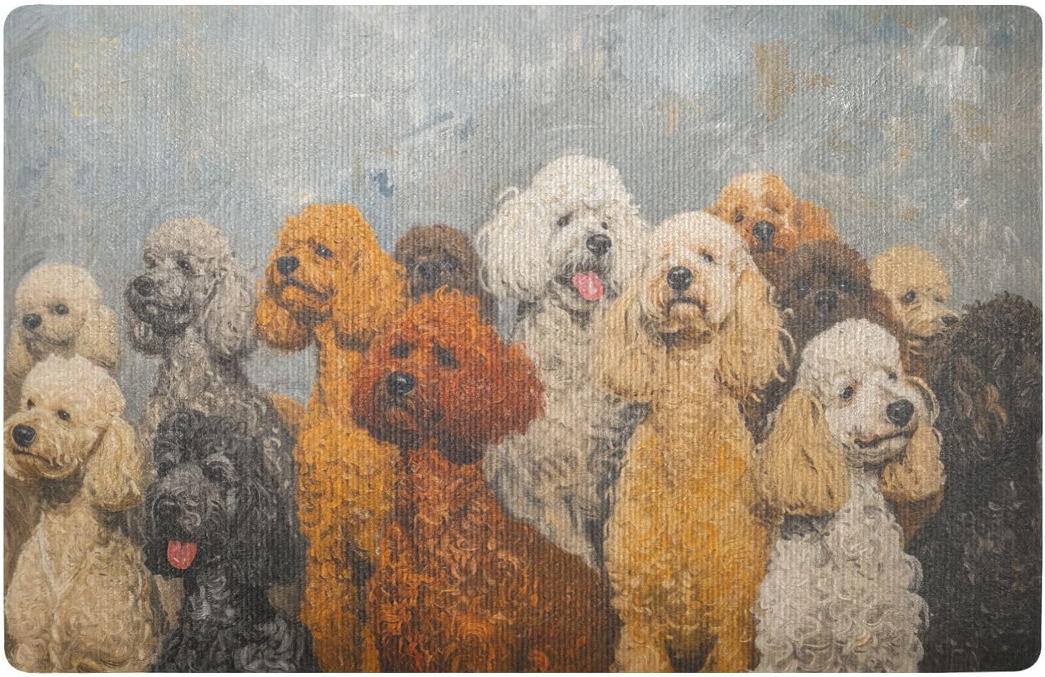 Door mat Poodle Dogs Funny Funny Cute Front Doormat for Indoor Outdoor Entrance Low Profile Non-Slip Floor Mats Home Decoration 20” x 32”