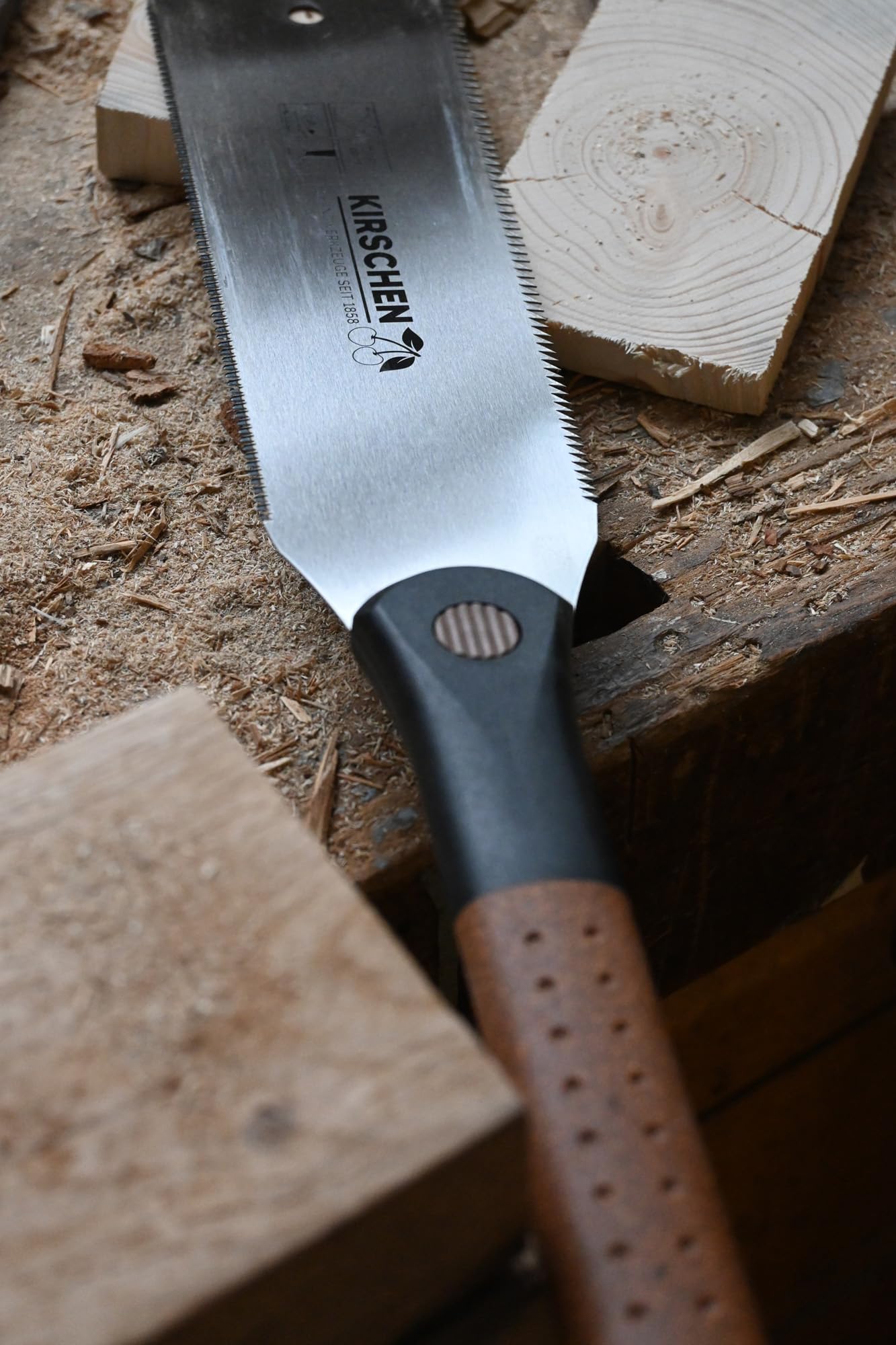 Kirschen Feinschnittsäge Ryoba mit Korkgriff 240 mm 560 x 90 mm 17 und 9 Zähne pro Zoll Holzsäge Handsäge