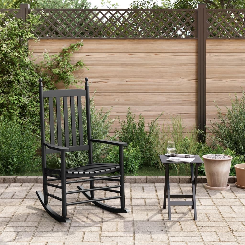 Homgoday Sedia a dondolo con tavolo pieghevole in legno massello di pioppo nero, sedie da giardino, bistro sedia seduta per terrazza balcone adatta per uso interno ed esterno