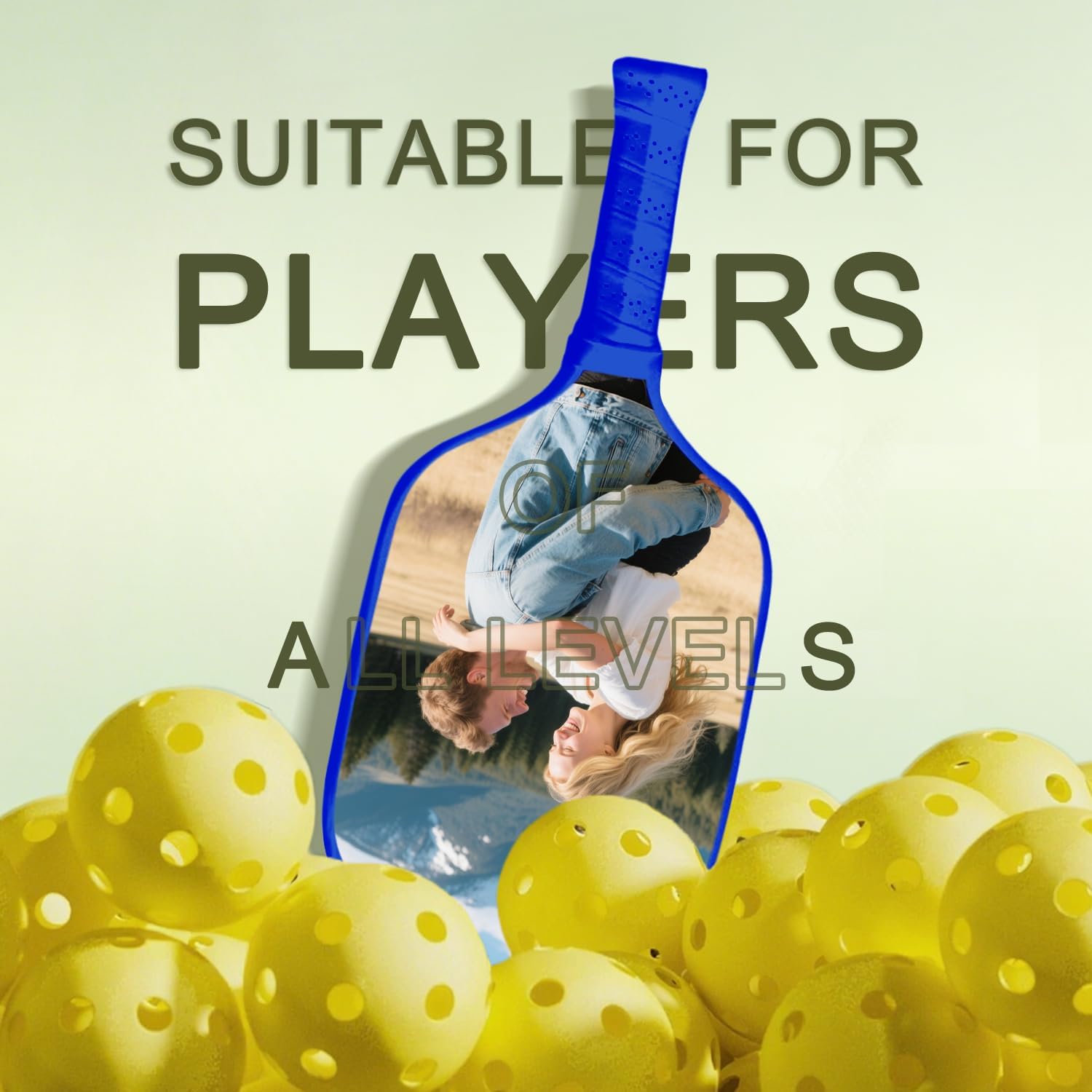 Custom Pickleball Paddle, Personalized Pickleball Paddles with Comfort Grip, Customize Ergonomic Pickle Ball Paddles with Logo Image Text for Lover, Beginners (Only One Paddle)