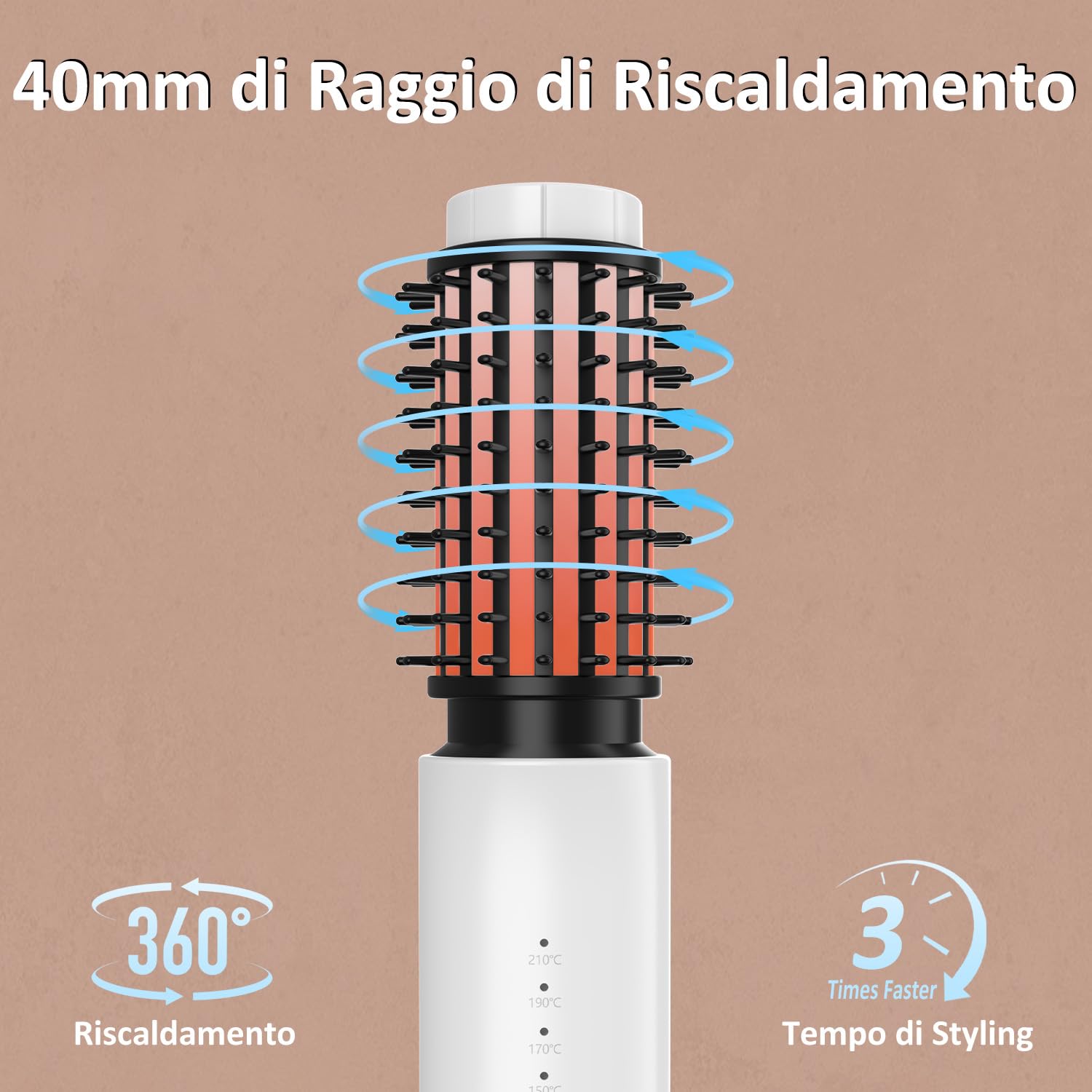 Leeko Spazzola Lisciante Senza Fili, Spazzola Arricciacapelli Senza Fili da 40mm,4 Temperature Thermal Brush, Pettine Spazzola Riscaldata per Capelli (bianco)