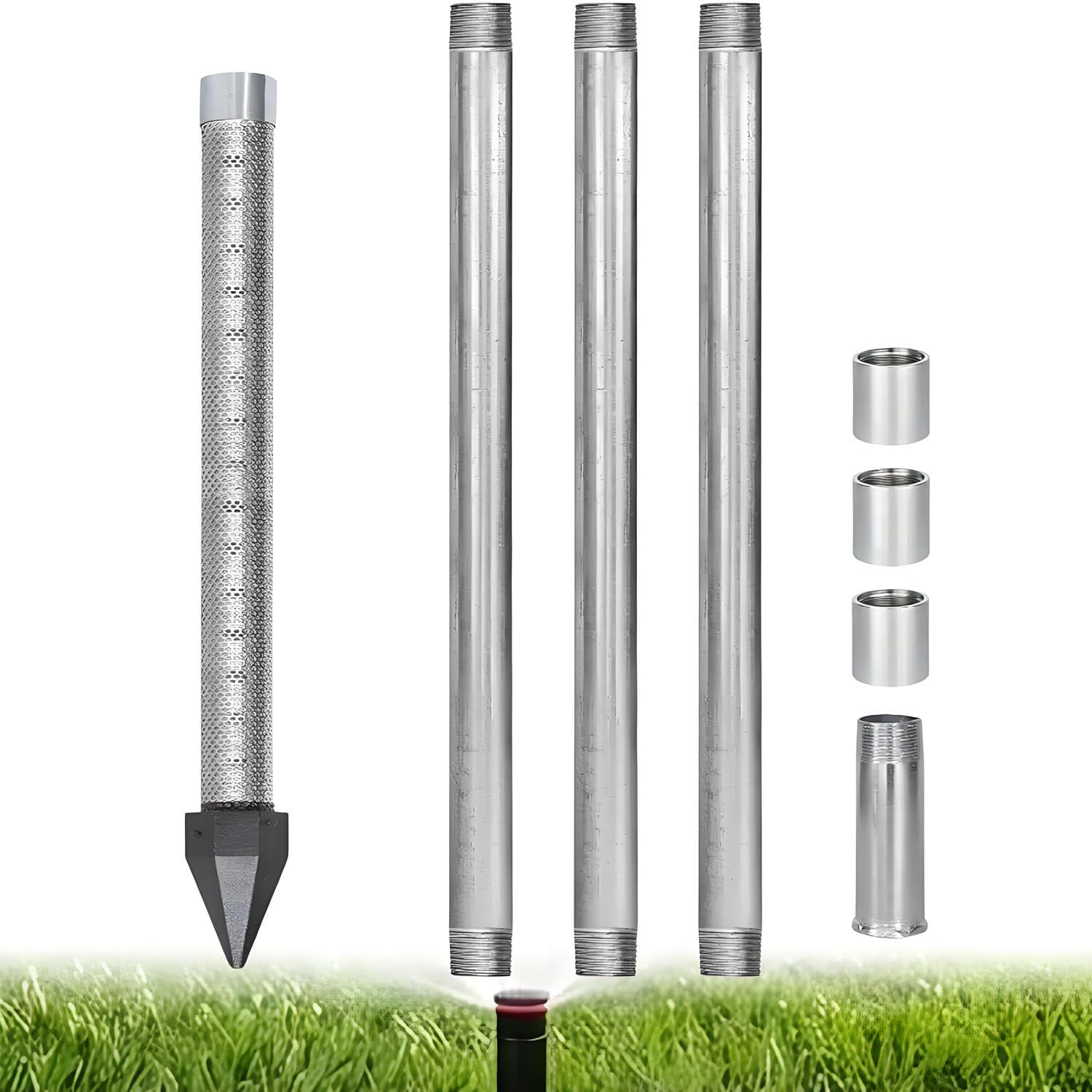 Kit filtro portatile per pozzi, giunti zincati e punto di trasmissione in acciaio, design resistente da 91,4 cm per progetti di sabbia poco profonda ed estrazione manuale dell'acqua
