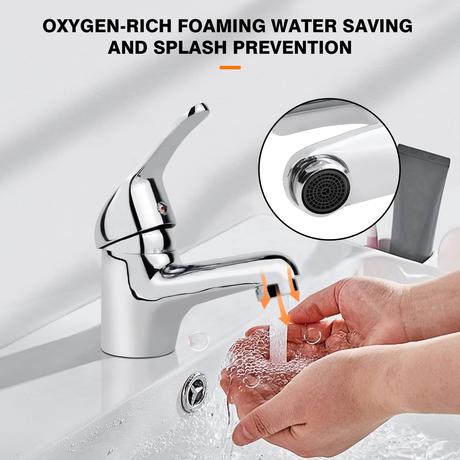 IBathUK | Traditional Chrome Basin Mixer Tap Monobloc Bathroom Sink - View #9